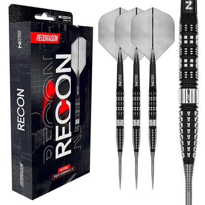 Red Dragon Recon Tapered 90 percent tungsten steel tip darts designed for smooth release and balanced control | Deadeye Darts