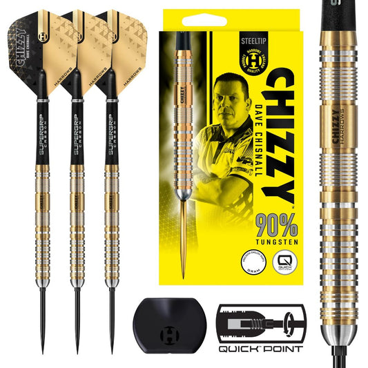Harrows Dave Chisnall Chizzy Series 2 90 percent tungsten QP steel tip darts designed for balance and precision | Deadeye Darts