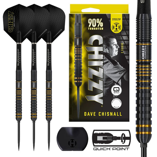 Harrows Dave Chisnall Chizzy Series 3 90 percent tungsten QP steel tip darts designed for precision and balance | Deadeye Darts