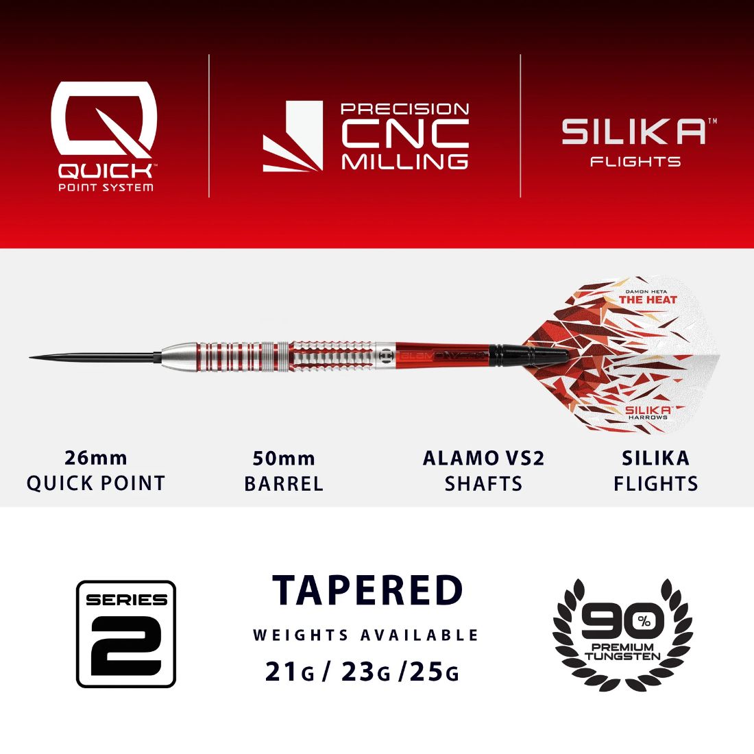 Harrows Damon Heta Series 2 90% Tungsten QP Steel Tip Darts