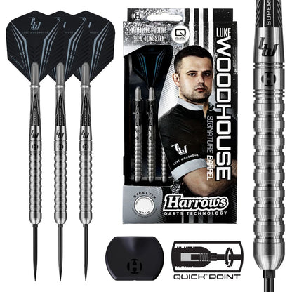 Harrows Luke Woodhouse Series 1 90 percent tungsten QP steel tip darts designed for precision and balance | Deadeye Darts