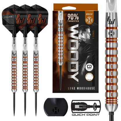 Harrows Luke Woodhouse Series 2 90 percent tungsten QP steel tip darts designed for control and consistent accuracy | Deadeye Darts