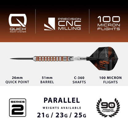 Harrows Luke Woodhouse Series 2 90% Tungsten QP Steel Tip Darts