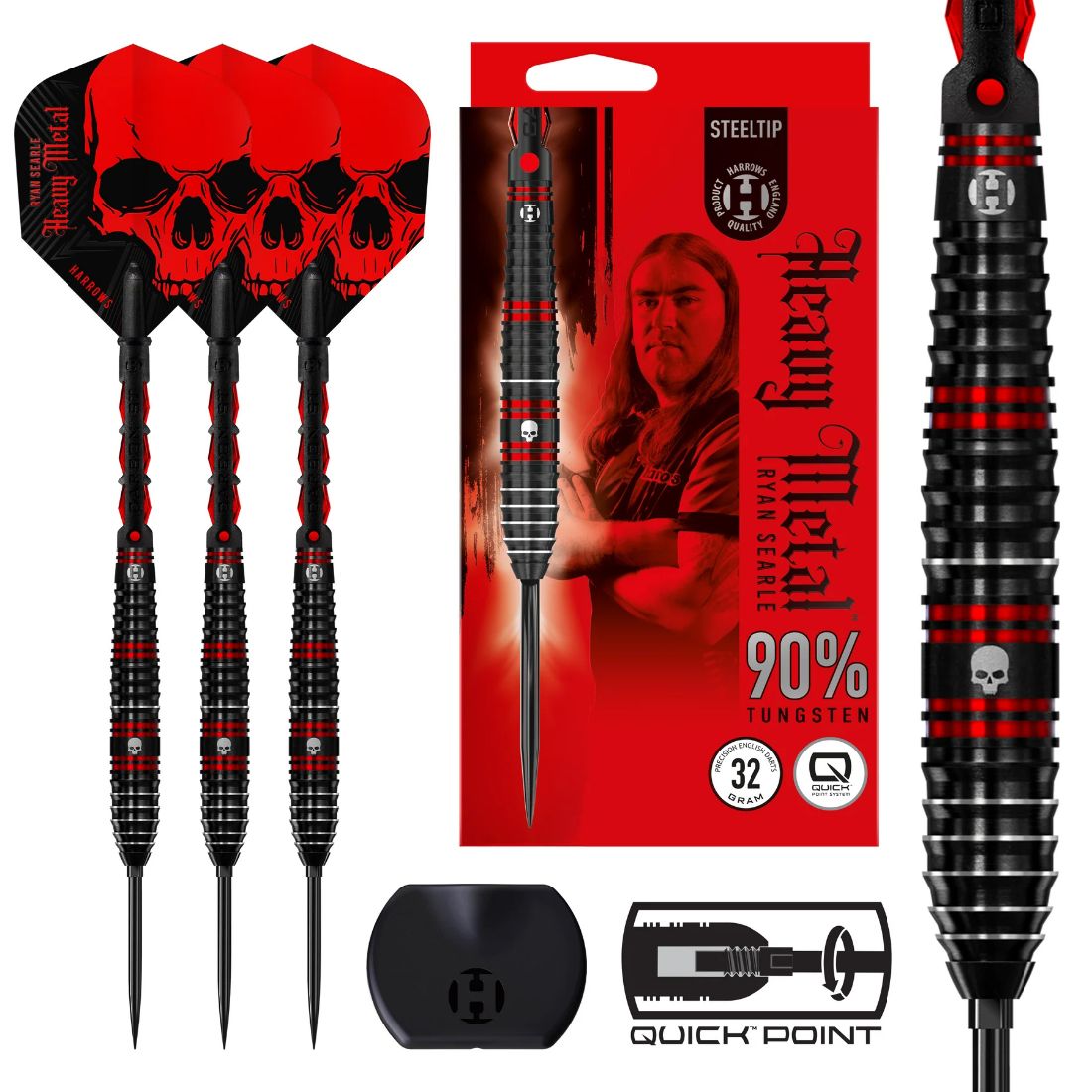 Harrows Ryan Searle Series 1 90 percent tungsten QP steel tip darts designed for precision and consistent control | Deadeye Darts