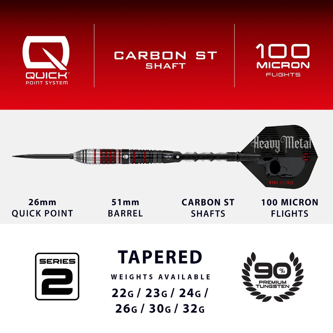 Harrows Ryan Searle Series 2 90% Tungsten QP Steel Tip Darts