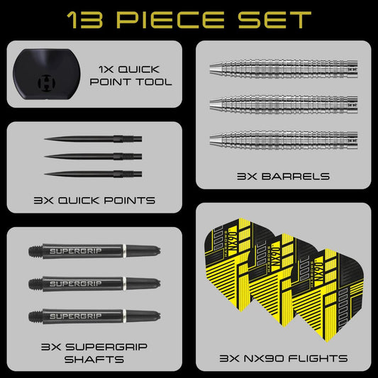 Harrows NX90 Tapered 90% Tungsten QP Steel Tip Darts