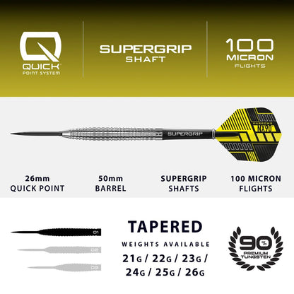 Harrows NX90 Tapered 90% Tungsten QP Steel Tip Darts
