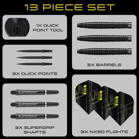 Harrows NX90 Black 90% Tungsten QP Steel Tip Darts