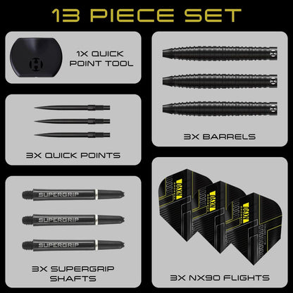 Harrows NX90 Black 90% Tungsten QP Steel Tip Darts