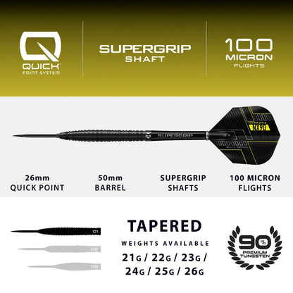 Harrows NX90 Black 90% Tungsten QP Steel Tip Darts