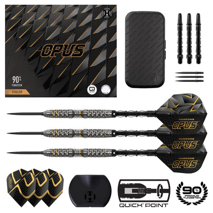 Harrows Opus 90 percent tungsten QP steel tip darts designed for precision and control | Deadeye Darts