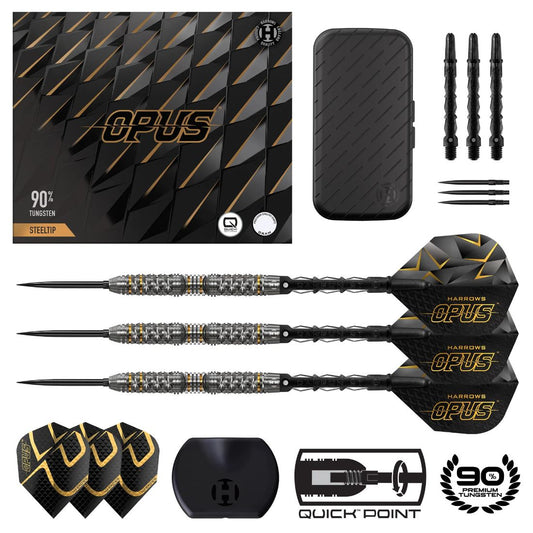 Harrows Opus 90 percent tungsten QP steel tip darts designed for precision and control | Deadeye Darts