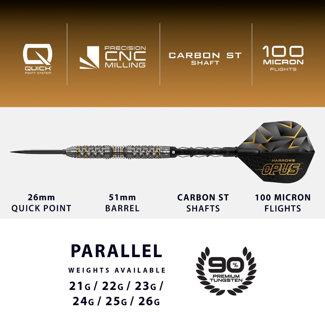 Harrows Opus 90% Tungsten QP Steel Tip Darts