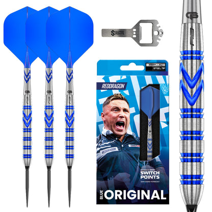 Red Dragon Gerwyn Price Blue Original Switch Point darts with blue finish and interchangeable point system | Deadeye Darts