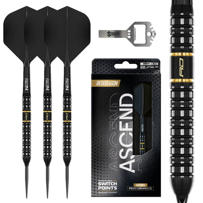 Red Dragon Ascend Parallel Switch Point darts with straight barrel design and interchangeable point system | Deadeye Darts