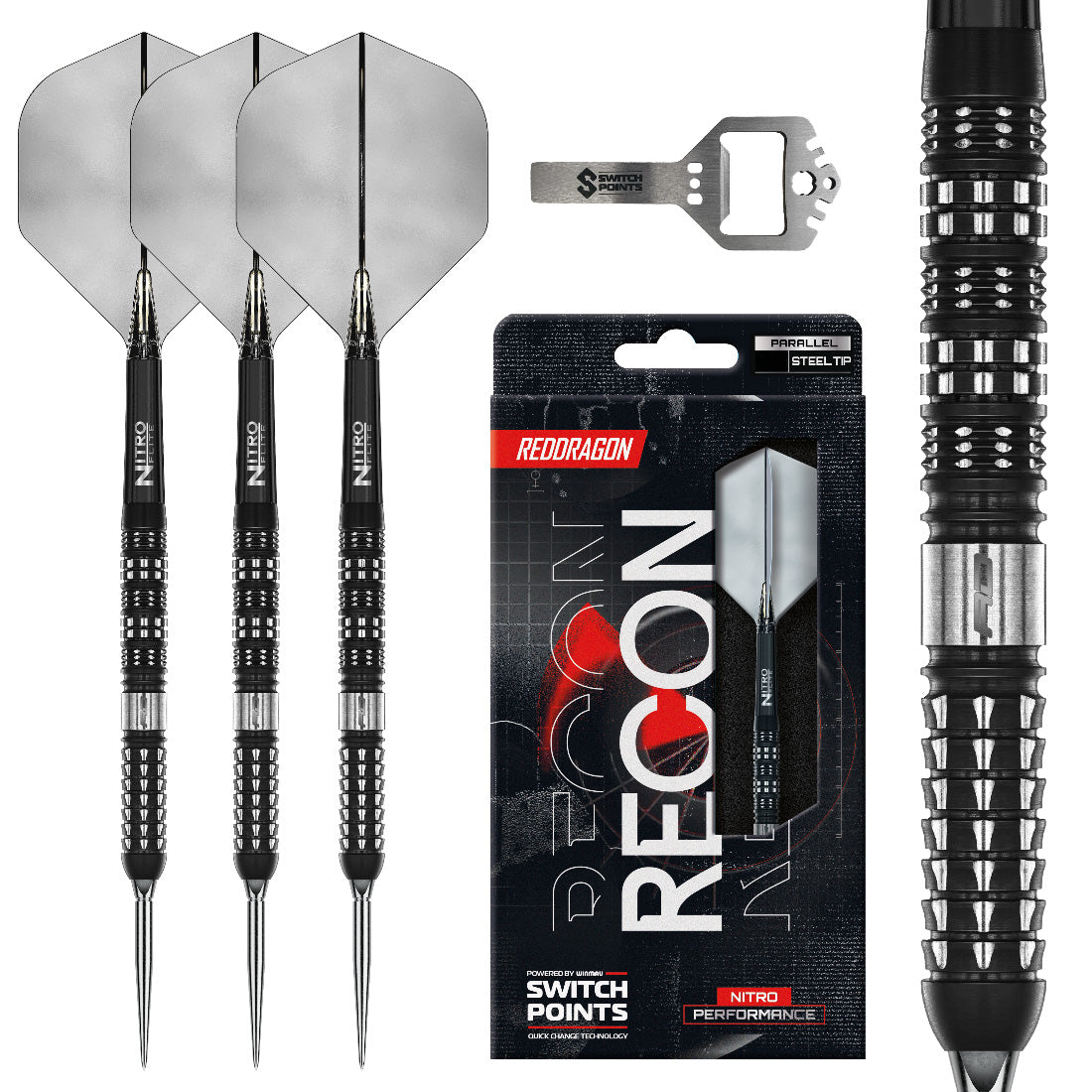 Red Dragon Recon Parallel Switch Point darts with straight barrel and interchangeable point system | Deadeye Darts