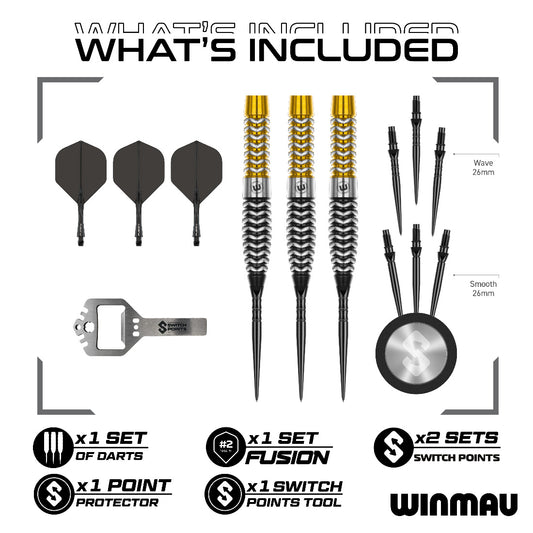 Winmau Exion Torpedo Switch Point Steel Tip Darts