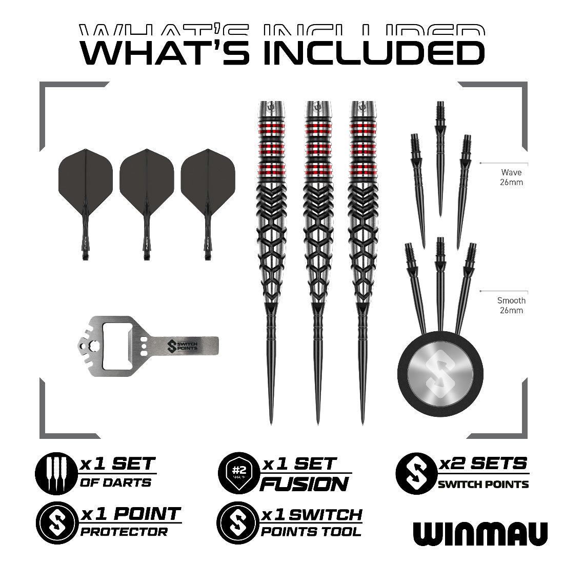 Winmau Fornax Torpedo Switch Point Steel Tip Darts