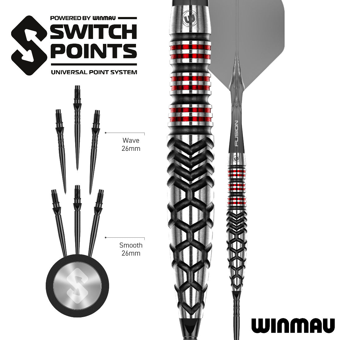 Winmau Fornax Torpedo Switch Point Steel Tip Darts