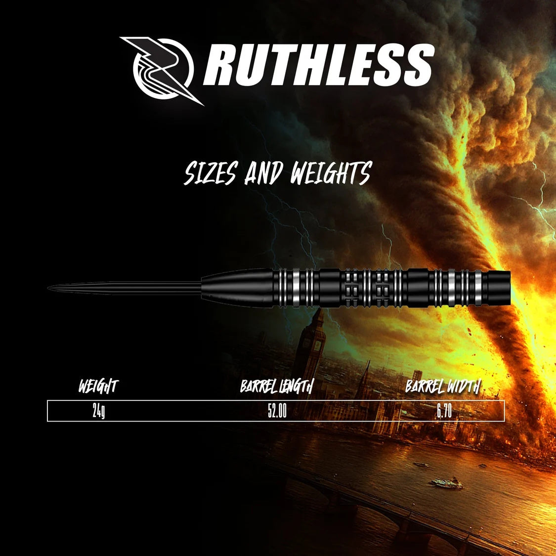 Ruthless Tornado 90% Tungsten Steel Tip Darts