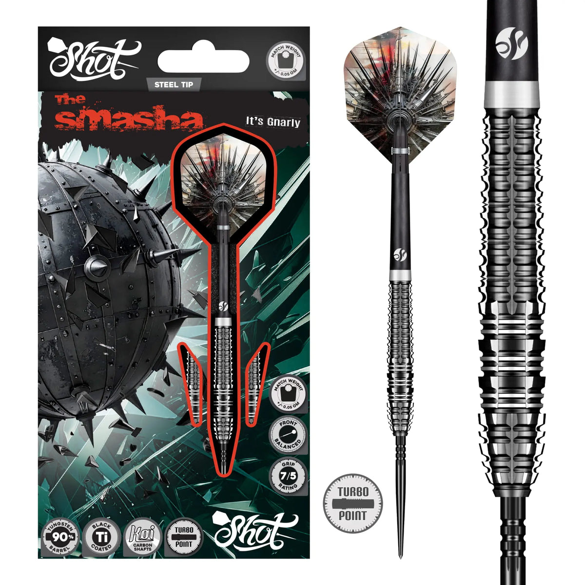 Shot Gnarly Smasha Turbo Point 90% Tungsten Steel Tip Darts