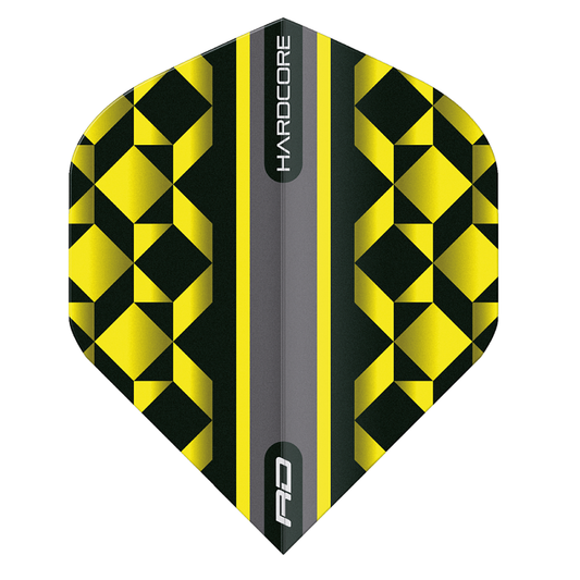 Hardcore Radical Black Geometric Standard Dart Flights - Yellow