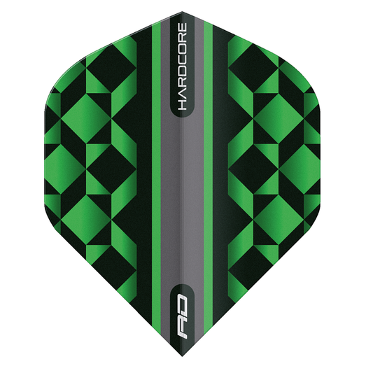 Hardcore Radical Black Geometric Standard Dart Flights - Green