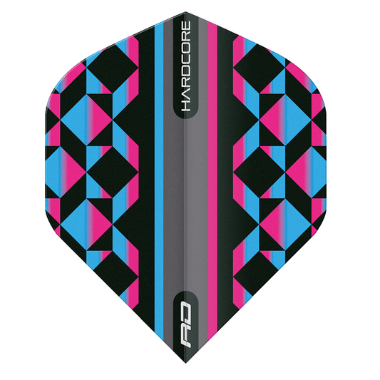 Hardcore Radical Black Geometric Standard Dart Flights - Pink & Blue