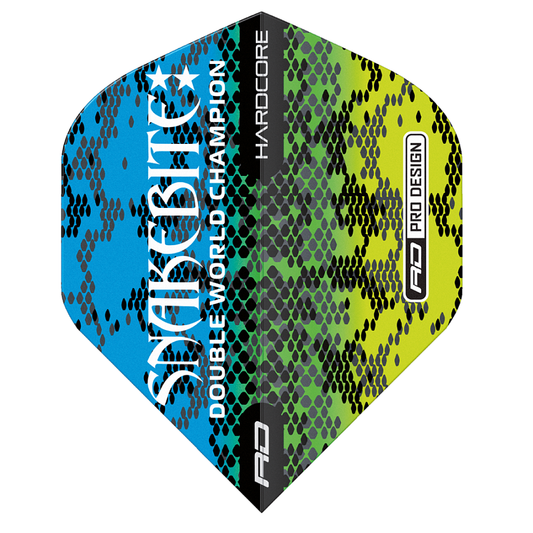 Hardcore Snakebite Multi Snakeskin Standard Dart Flights - Blue & Yellow