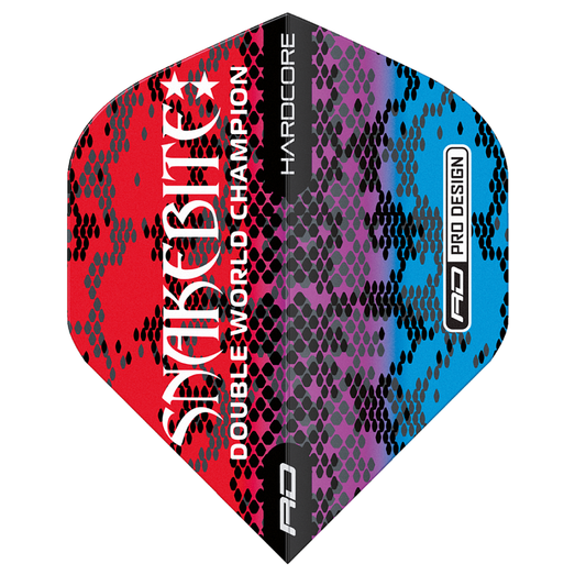 Hardcore Snakebite Multi Snakeskin Standard Dart Flights - Red & Blue