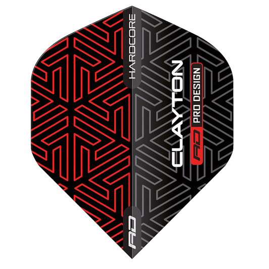 Hardcore Premium Jonny Clayton Black Standard Dart Flights - Red & Black