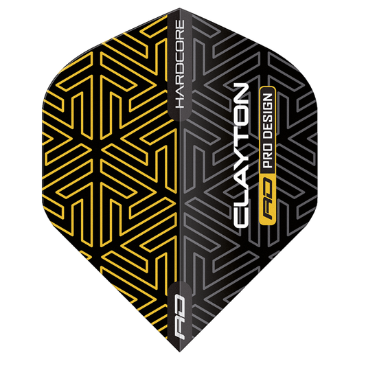 Hardcore Premium Jonny Clayton Black Standard Dart Flights - Yellow & Black