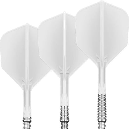 Target K-Shift white No6 spinning integrated flights and shafts for stable and consistent dart throws | Deadeye Darts