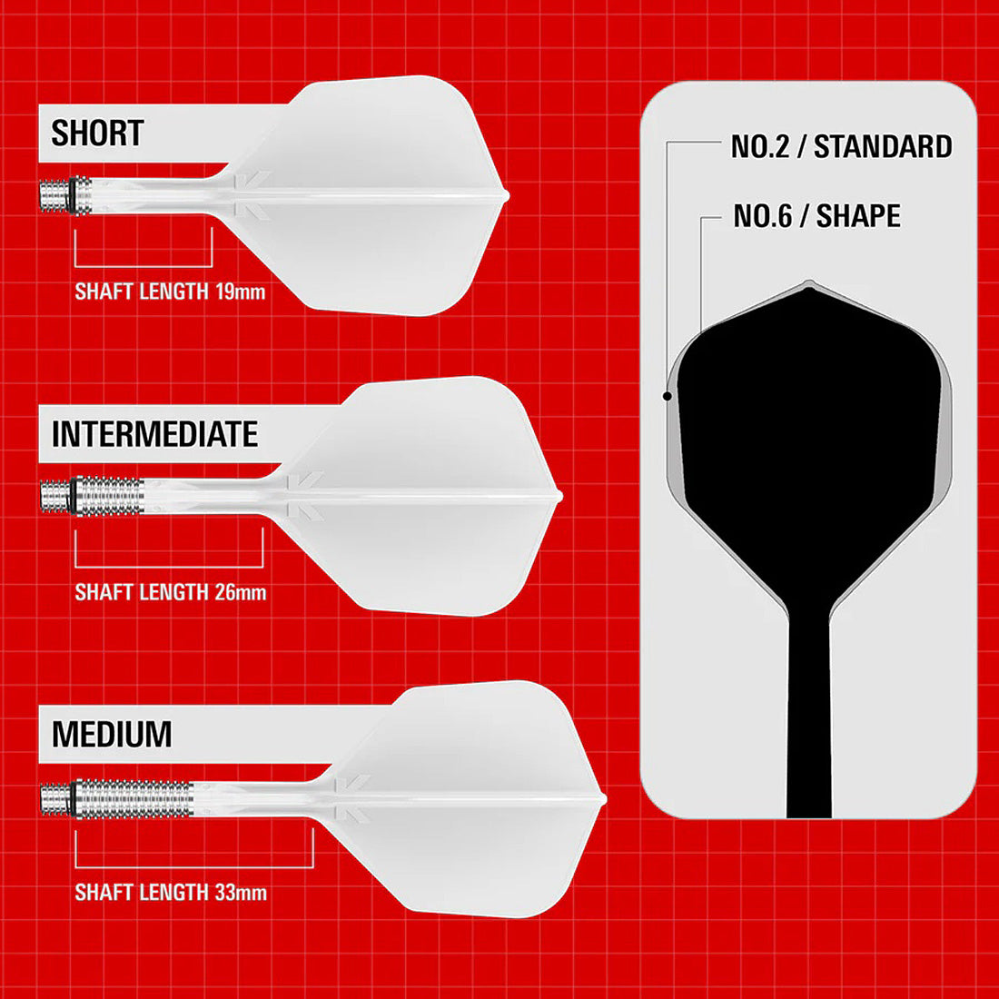 Target K-Shift White No6 Spinning Integrated Flights & Shafts