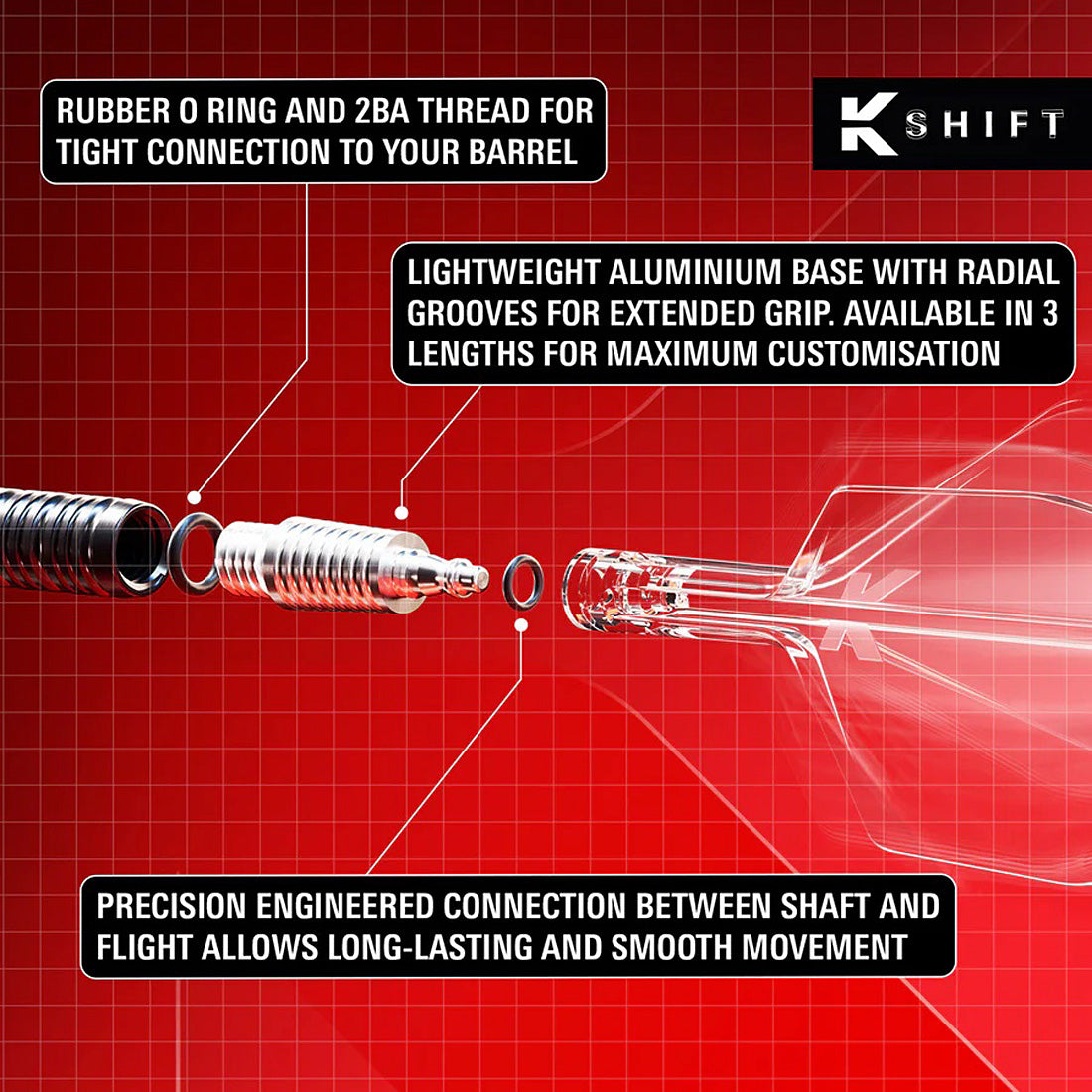 Target K-Shift White No6 Spinning Integrated Flights & Shafts