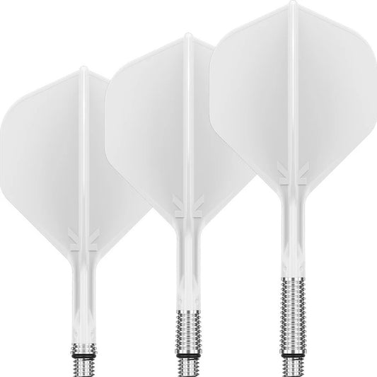 Target K-Shift white No2 spinning integrated flights and shafts designed for consistent dart flight | Deadeye Darts