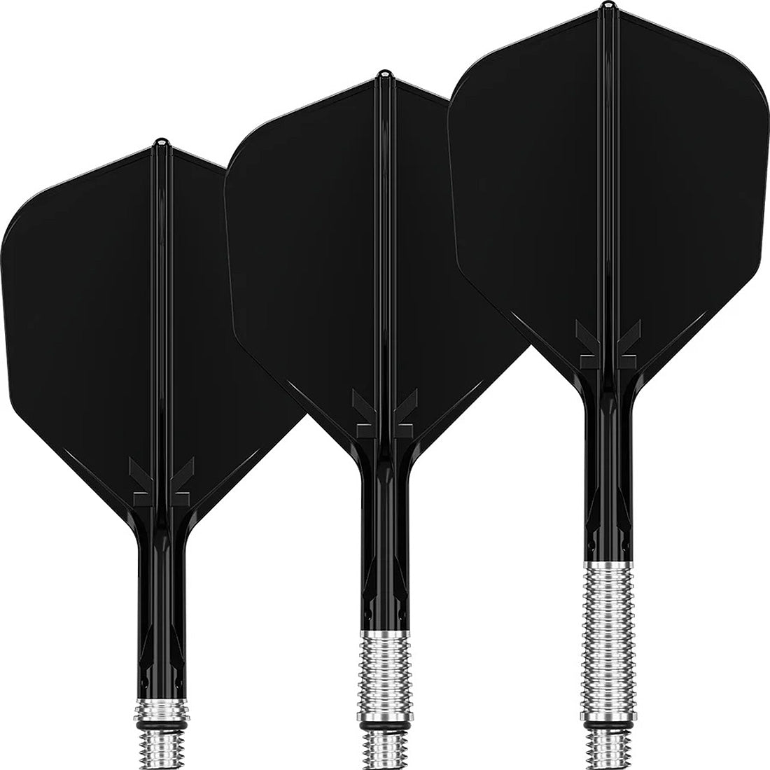 Target K-Shift black No6 spinning integrated flights and shafts designed for stability and durability | Deadeye Darts