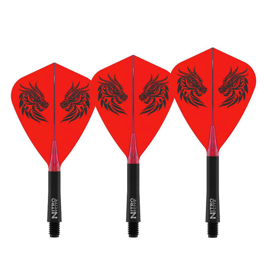 Red Dragon Nitro Flite Jonny Clayton kite shape integrated flights and shafts designed for consistent dart flight | Deadeye Darts