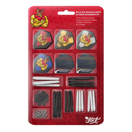 With six sets (18 pieces) of durable nylon shafts in various lengths, this is the perfect kit for experimenting and fine-tuning your throw. Complete with 16 Flight Protectors to reduce tearing and 32 Shaft Rings to keep flights fitted securely to dart shafts.