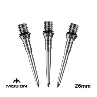 Mission Titan Pro Titanium Conversion Dart Points - Soft to Steel - Grooved - 26mm - Silver