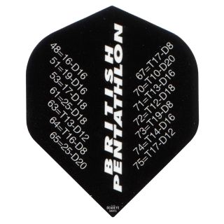 Pentathlon Standard Dart Flights - Out Chart - Black/White - F1149