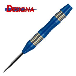 Designa Mako 25g Steel Tip Darts -  Electro Brass - Micro Grip - Blue - D1888