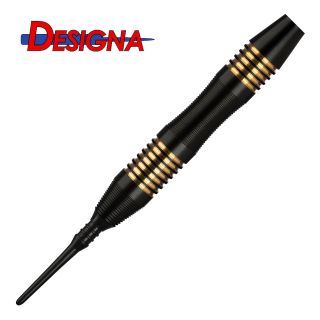 Designa Mako 21g Soft Tip Darts -  Barrel Weight - 19.5 gram - Electro Brass - Micro Grip - Black - D1892
