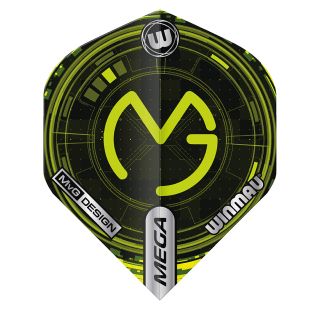 Winmau Mega Standard 75 Micron MvG Logo Tech Green Dart Flights