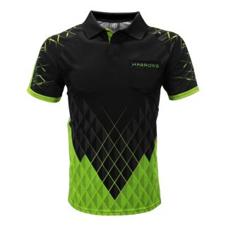 Harrows Paragon Black and Green Dart Shirt - Medium
