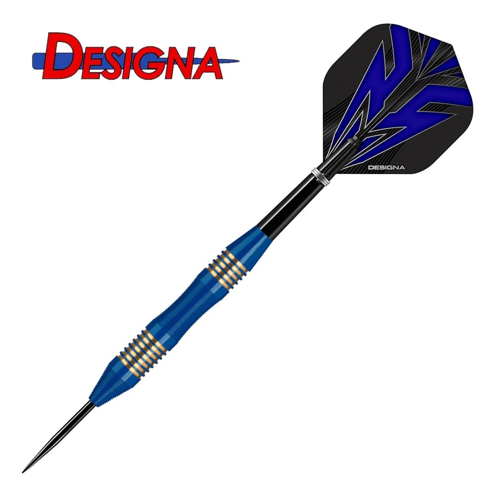 Steel Dart Designa Darts Mako Electro Brass Micro Grip Blau 23g 25g 